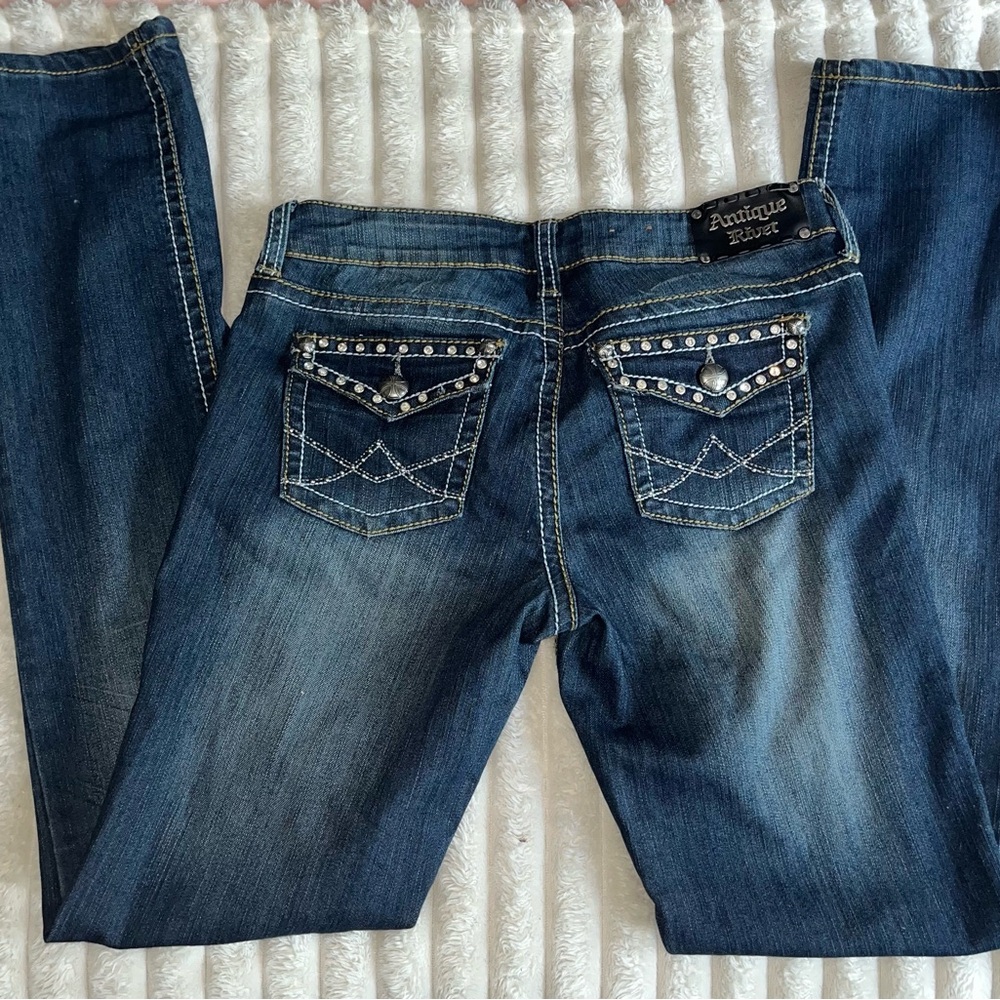Antique river rhinestone vintage jeans